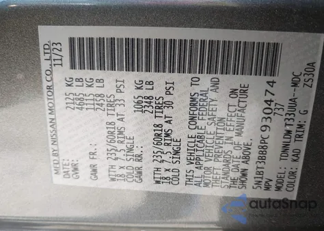 2023 Nissan Rogue Sv Intelligent Awd из США, поврежденный, VIN 5N1BT3BB8PC930474